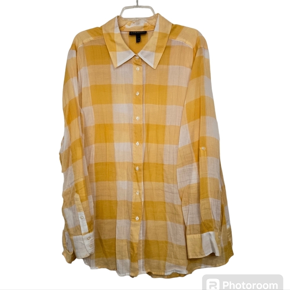 NWOT Lane Bryant Women's Button Down, Long Sleeve Blouse, sz 26/28, Cotton